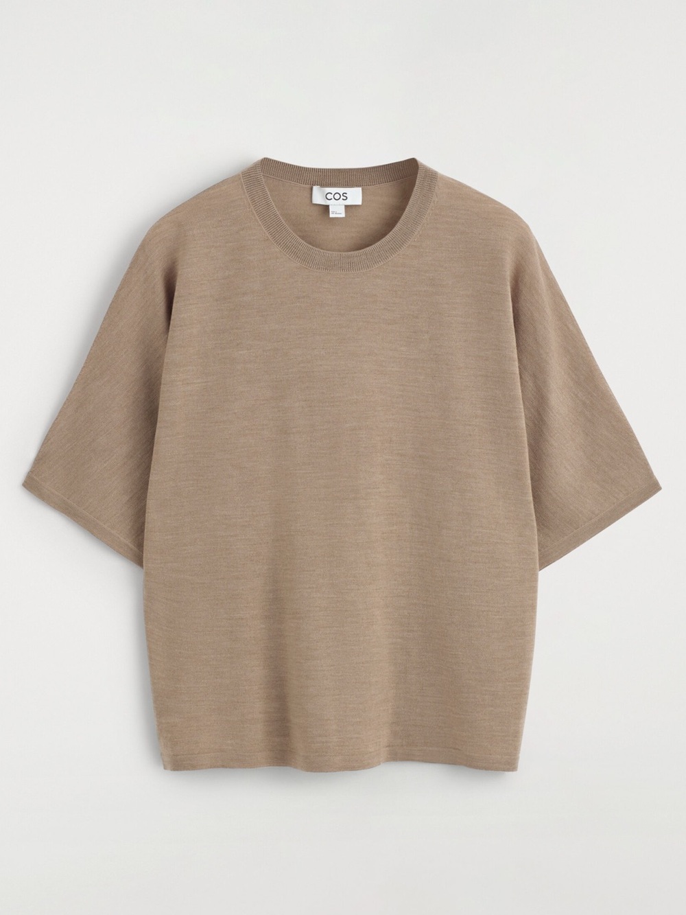 COS Knitted Wool Blend T-Shirt in a light-brown L